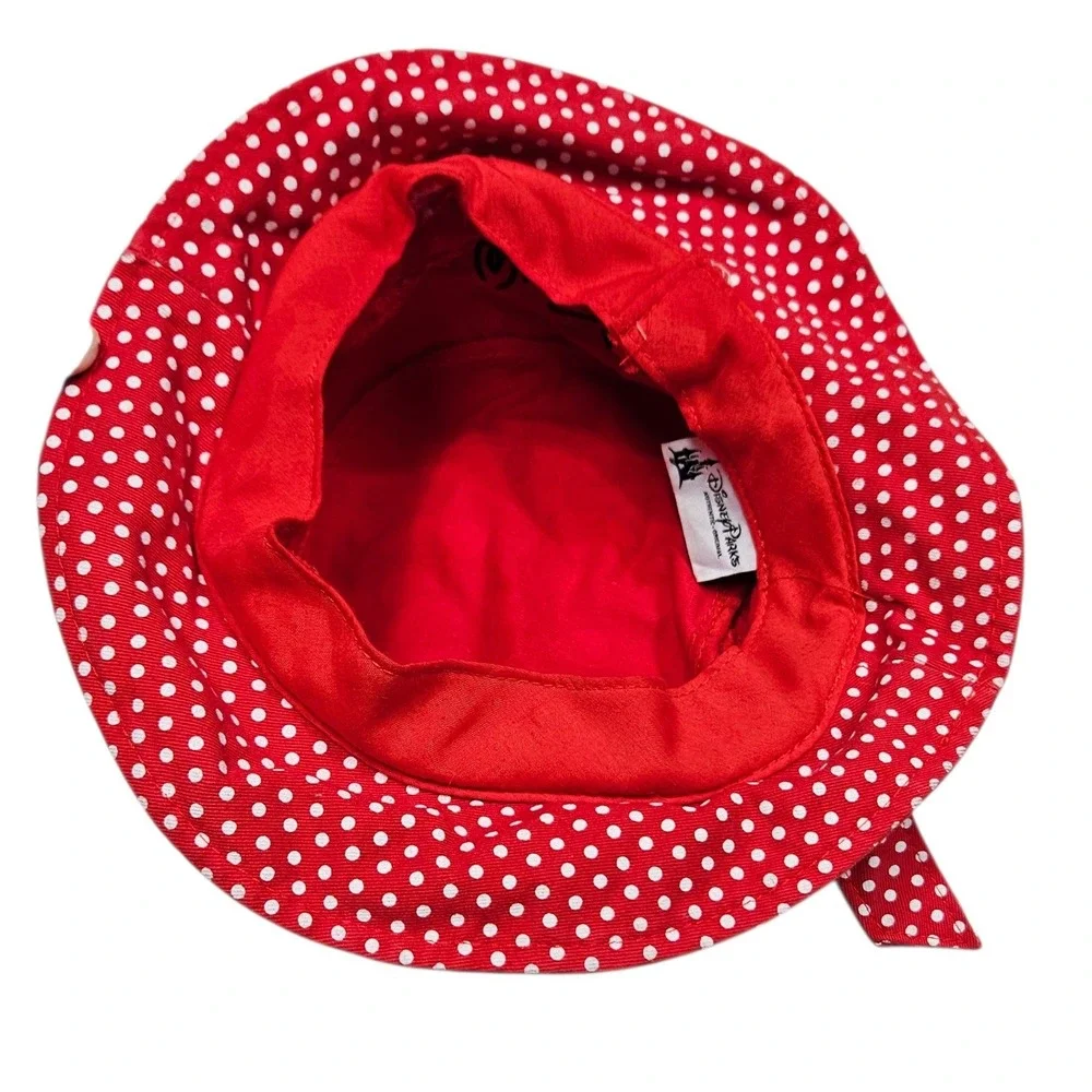 Disney Parks Minnie‎ Mouse Red White Polka Dot Bucket Hat Bow Authentic Original